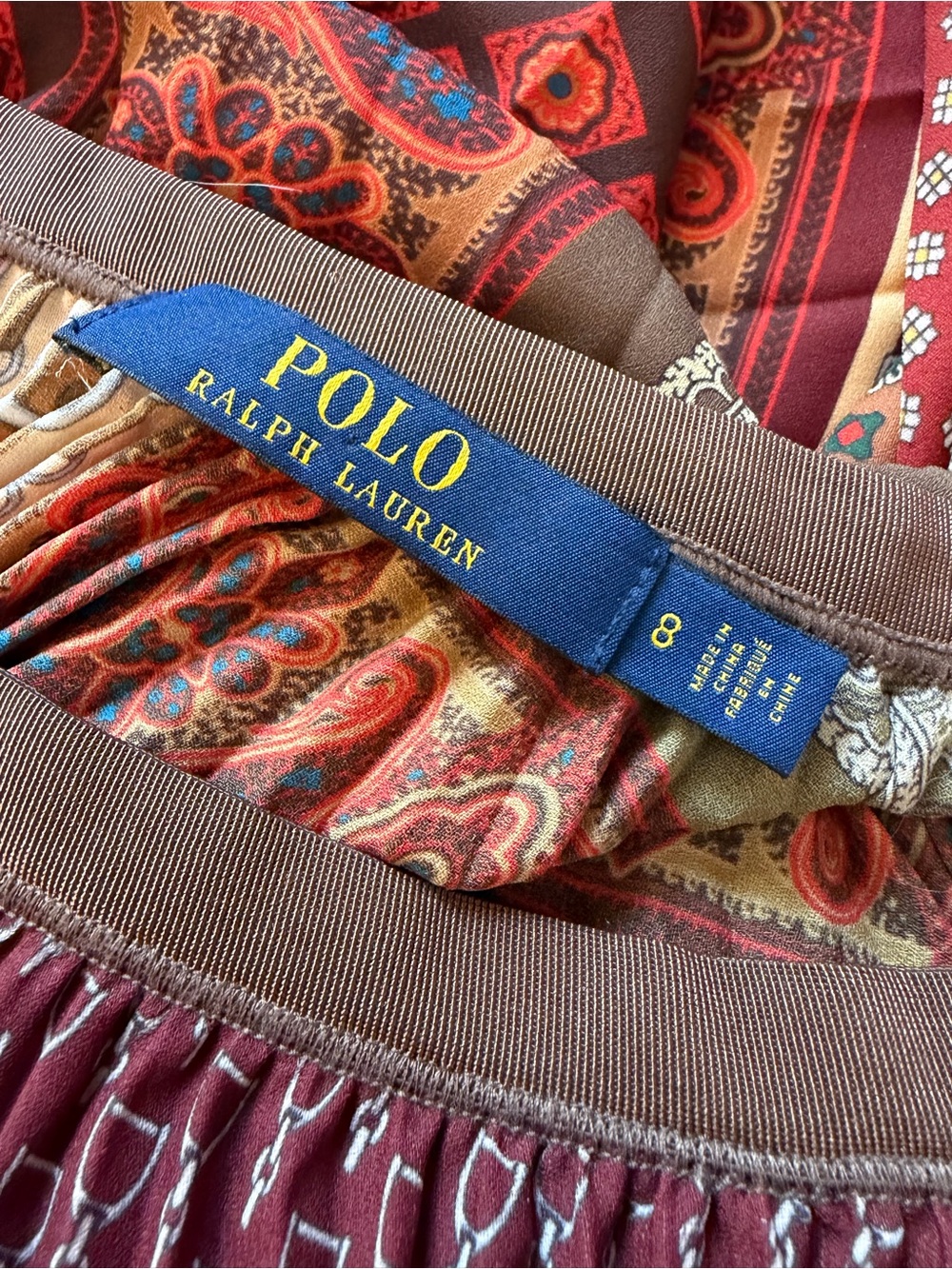 PPleated Boho Maxi Skirt - Burgundy Patchwork - Picture 2 of 4